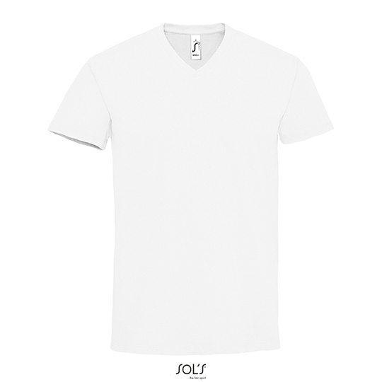 T-shirt Męski Dekolt V Bawełniany L02940 - White