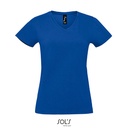 Damski T-shirt z dekoltem w serek - L02941 - Royal Blue 241