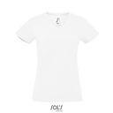 T-shirt Damski Dekolt V Bawelniany Polczesany L02941 - White