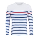 Koszulka Męska Dopasowana Bawełniana w Paski L03099 - White & Royal Blue 241 & Red