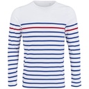 Koszulka Damska Klasyczna Bawelniana w Paski Dlugi Rekaw L03100 - White & Royal Blue 241 & Red