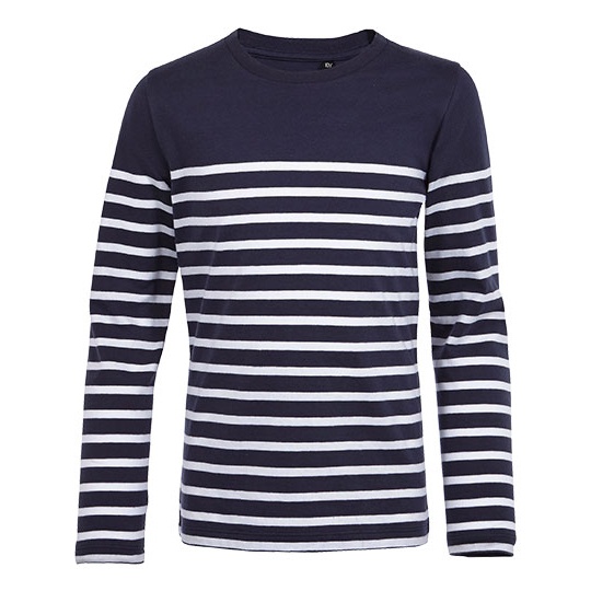T-shirt Dzieciecy Klasyczny Bawelniany w Paski L03101 - French Navy & White