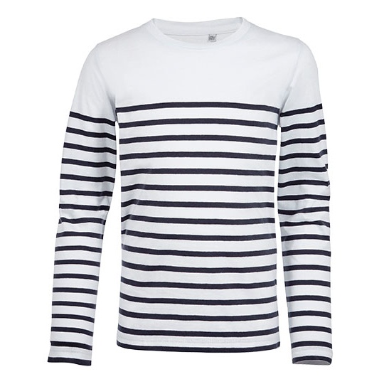 T-shirt Dzieciecy Klasyczny Bawelniany w Paski L03101 - White & Navy