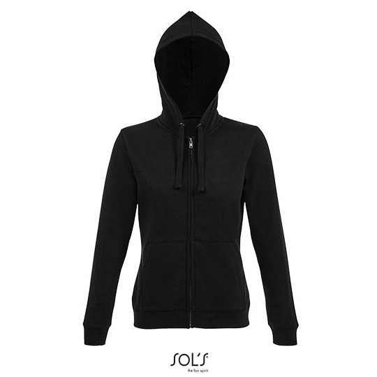 Bluza Damska Rozpinana z Kapturem Bawelniana LSF L03106 - Black