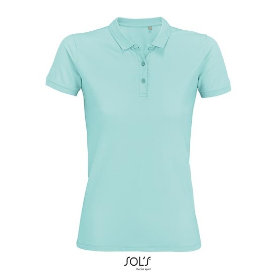Koszulka Polo Damska Klasyczna Bawelna Organiczna Pique L03575 - Arctic Blue