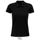Koszulka Polo Damska Klasyczna Bawelna Organiczna Pique L03575 - Black