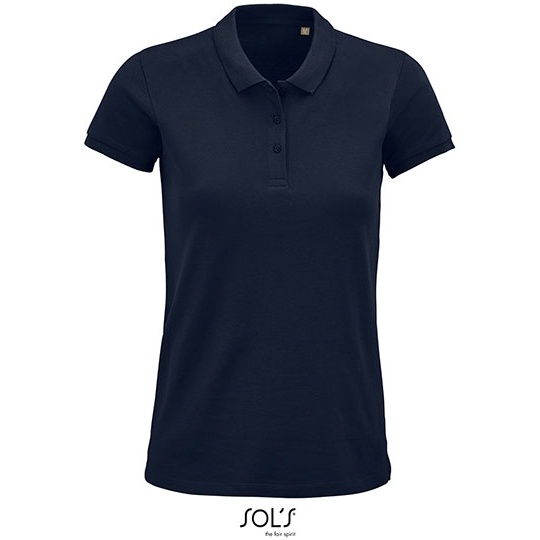 Koszulka Polo Damska Klasyczna Bawelna Organiczna Pique L03575 - French Navy