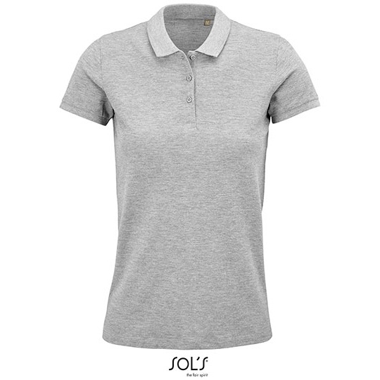 Koszulka Polo Damska Klasyczna Bawelna Organiczna Pique L03575 - Grey Melange