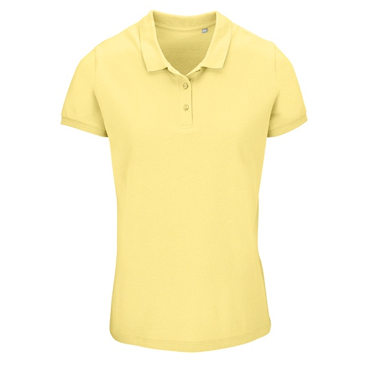Koszulka Polo Damska Klasyczna Bawelna Organiczna Pique L03575 - Light Yellow