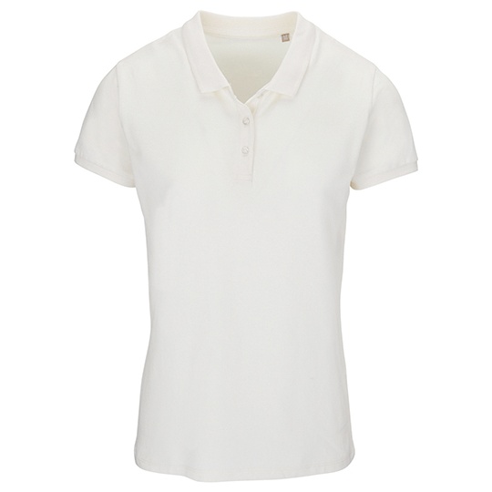 Koszulka Polo Damska Klasyczna Bawelna Organiczna Pique L03575 - Off White