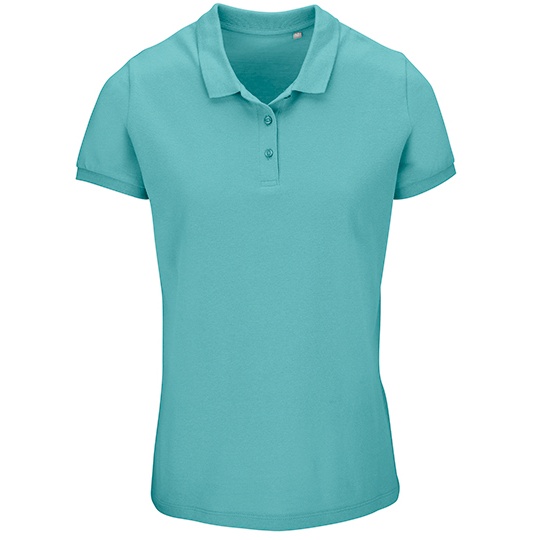Koszulka Polo Damska Klasyczna Bawełna Organiczna Pique L03575 - Pool Blue