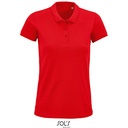 Koszulka Polo Damska Klasyczna Bawelna Organiczna Pique L03575 - Red