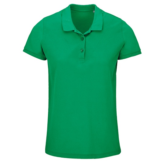 Koszulka Polo Damska Klasyczna Bawelna Organiczna Pique L03575 - Spring Green