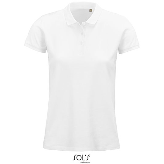 Koszulka Polo Damska Klasyczna Bawelna Organiczna Pique L03575 - White