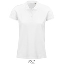 Koszulka Polo Damska Klasyczna Bawelna Organiczna Pique L03575 - White