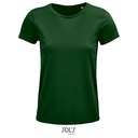 Damski T-shirt Bawełniany z Okrągłym Dekoltem L03581 - Bottle Green