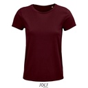 T-shirt Damski Klasyczny Bawełniany L03581 - Burgundy