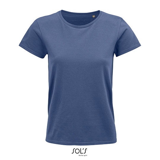 T-shirt Damski Klasyczny Bawelniany L03581 - Denim