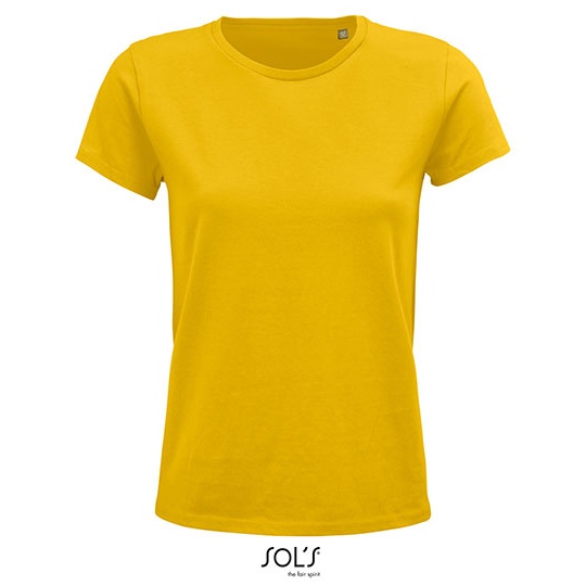 T-shirt Damski Klasyczny Bawelniany L03581 - Gold