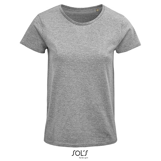 T-shirt Damski Klasyczny Bawelniany L03581 - Grey Melange