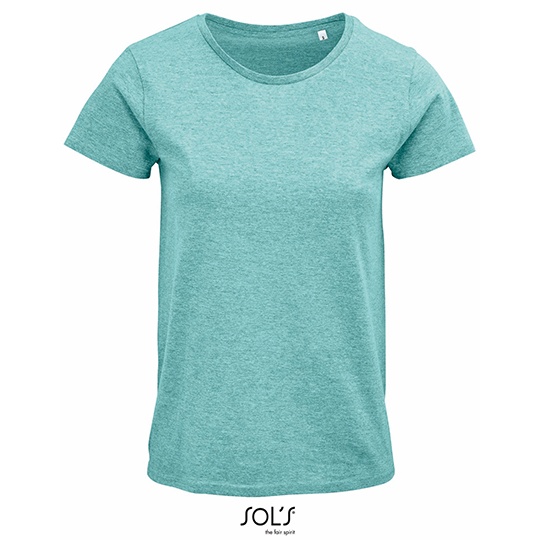T-shirt Damski Klasyczny Bawelniany L03581 - Heather Light Green