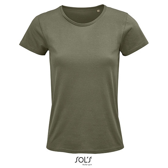 T-shirt Damski Klasyczny Bawelniany L03581 - Khaki