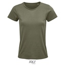 T-shirt Damski Klasyczny Bawelniany L03581 - Khaki