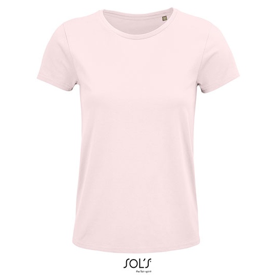 T-shirt Damski Klasyczny Bawelniany L03581 - Pale Pink