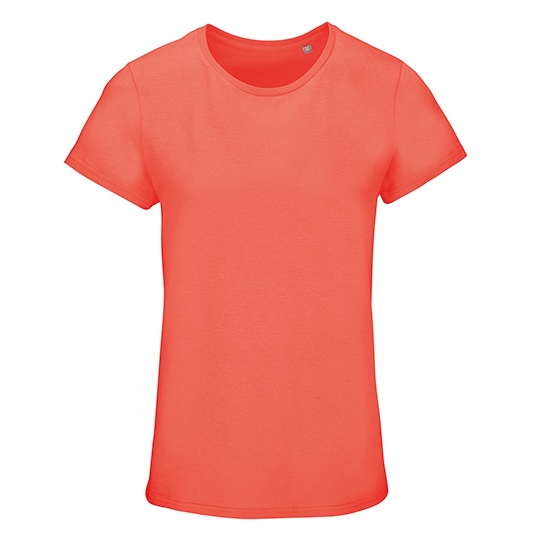 T-shirt Damski Klasyczny Bawelniany L03581 - Pop Orange