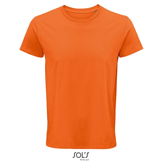 Męski T-shirt z Okrągłym Dekoltem L03582 - Orange