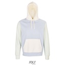Bluza z Kapturem Unisex Organiczna Bawelna Recykling Poliester Szczotkowany L03818 - Creamy Blue & Creamy White & Creamy Green