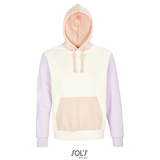 Bluza z Kapturem Unisex Organiczna Bawełna Recykling Poliester Szczotkowany L03818 - Off White & Creamy Pink & Creamy Blue