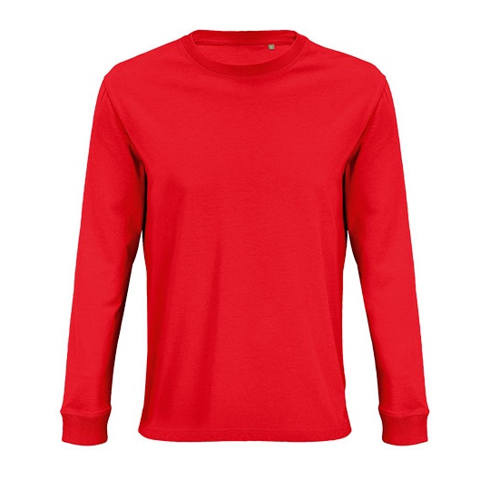 Koszulka Oversize z Długim Rękawem Bawełna Organiczna L03982 - Bright Red