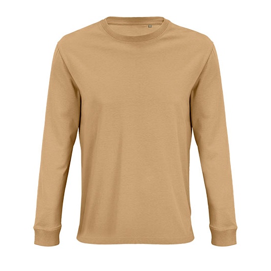 Koszulka Oversize z Dlugim Rekawem Bawelna Organiczna L03982 - Dark Beige