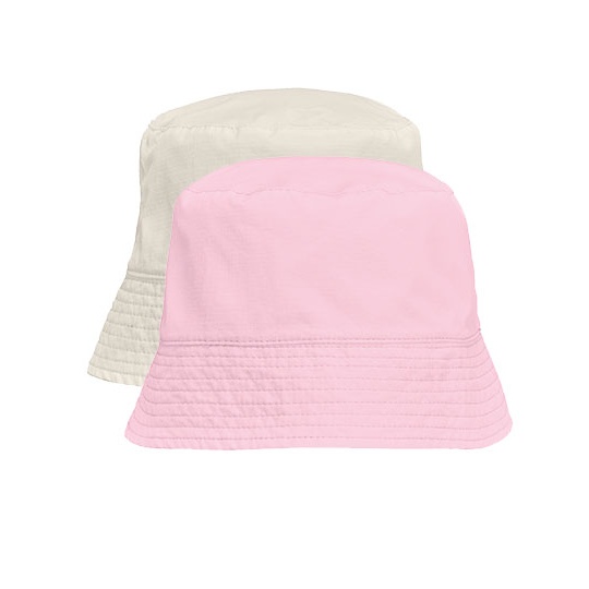 Kapelusz Bucket Dwustronny Nylon Wodoodporny L03999 - Off White & Candy Pink