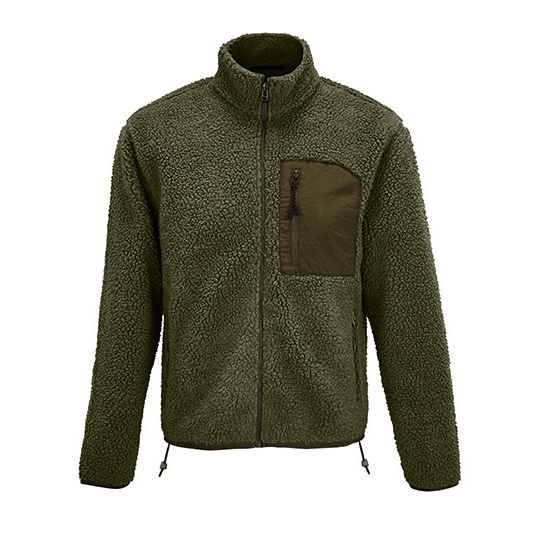Kurtka Sherpa Oversize z Recyklingu L04042 - Army & Dark Army