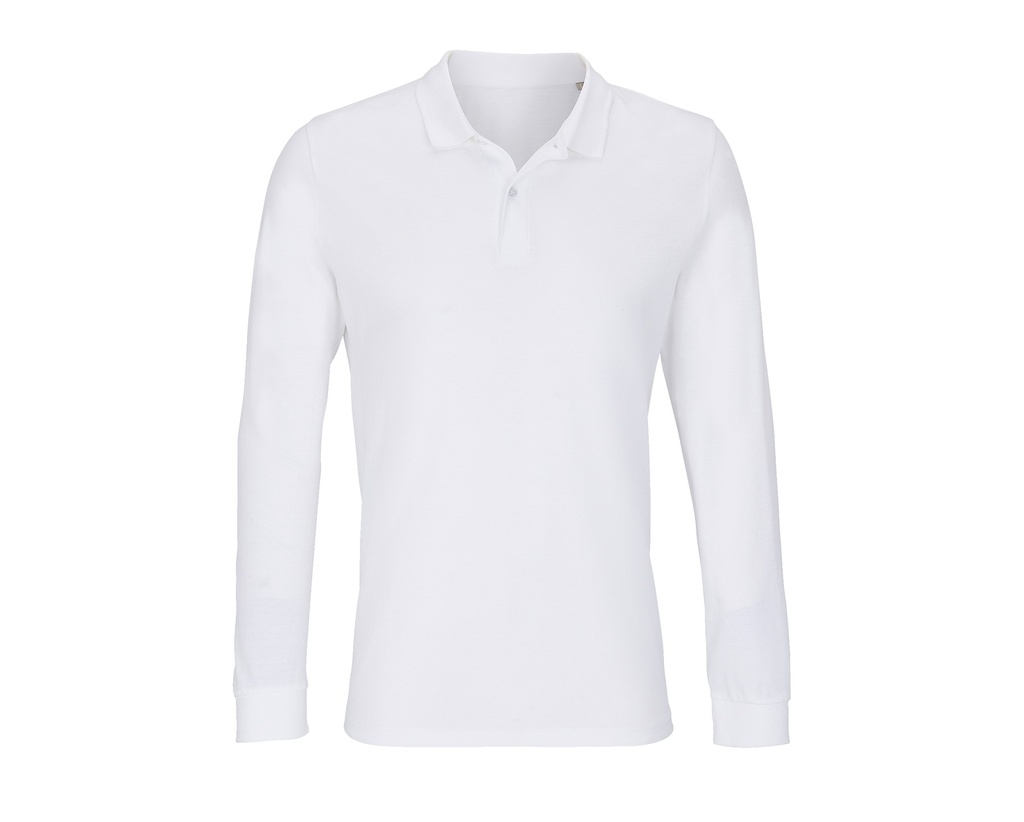 Koszulka Polo Unisex Długi Rękaw Bawełna Organiczna L04241 - White