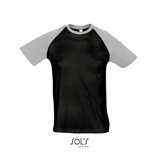 T-shirt Klasyczny Raglanowy Bawełniany L140 - Black & Grey Melange