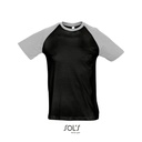 T-shirt Klasyczny Raglanowy Bawelniany L140 - Black & Grey Melange
