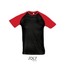 T-shirt Klasyczny Raglanowy Bawełniany L140 - Black & Red