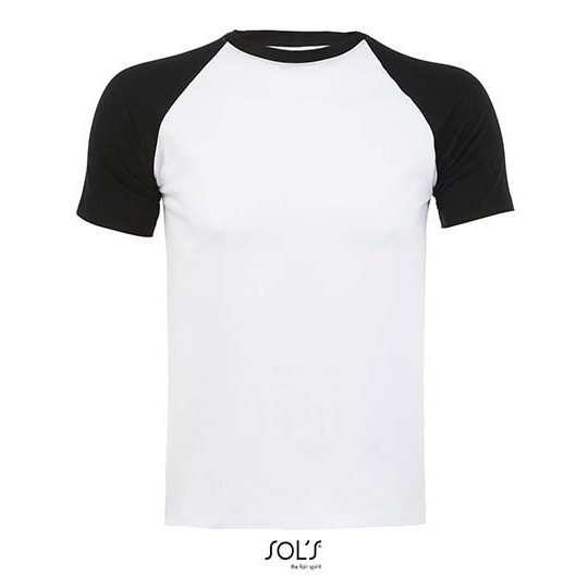 T-shirt Klasyczny Raglanowy Bawelniany L140 - White & Black