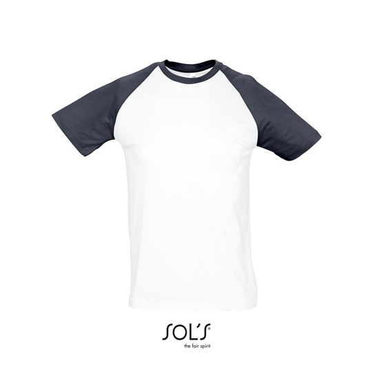 T-shirt Klasyczny Raglanowy Bawelniany L140 - White & Navy