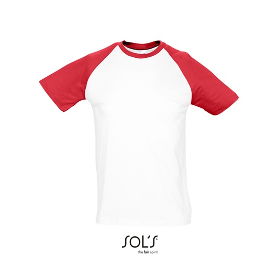 T-shirt Klasyczny Raglanowy Bawelniany L140 - White & Red