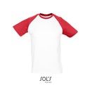 T-shirt Klasyczny Raglanowy Bawelniany L140 - White & Red