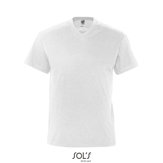 T-shirt Męski Klasyczny Bawełniany Dekolt V L151 - Ash (Heather)