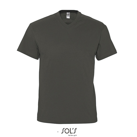 T-shirt Męski Klasyczny Bawełniany Dekolt V L151 - Dark Grey (Solid)