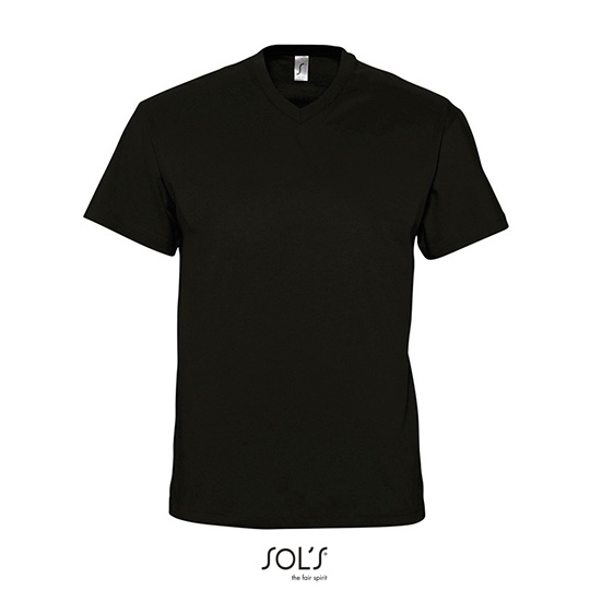 T-shirt Męski Klasyczny Bawełniany Dekolt V L151 - Deep Black