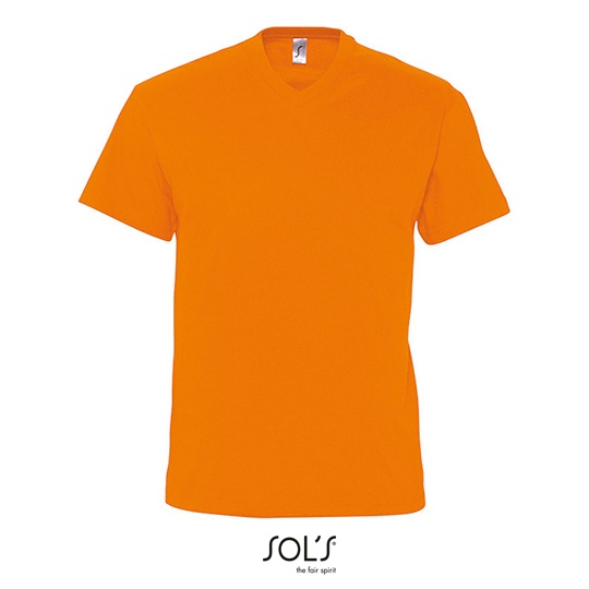 T-shirt Męski Klasyczny Bawełniany Dekolt V L151 - Orange