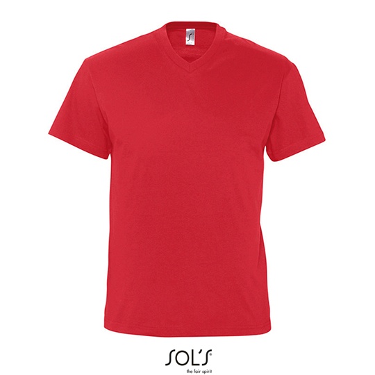 T-shirt Meski Klasyczny Bawelniany Dekolt V L151 - Red
