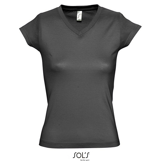 T-shirt Damski Slim Bawelniany L156 - Dark Grey (Solid)